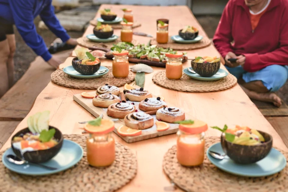 Daily breakfast at the Tenerife surf camp